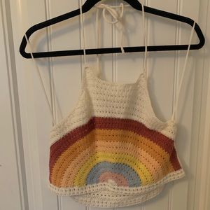 Rainbow crocheted crop top
